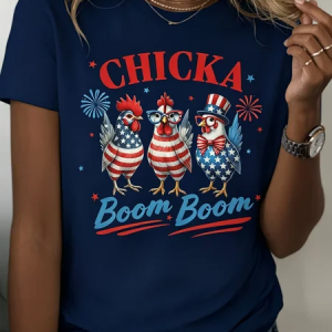 Casual Independence Day (Flag) Crew Neck Short Sleeve T-shirt, T-shirts, color:Navyblue|size:XXL, catalog Noracora shop