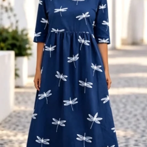 Women 3D Printing Summer Dress Crew Neck Short Sleeve Fit & Flare Dress A-Line Dress, Dresses, color:Navyblue|size:4XL, catalog Noracora shop