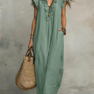 Women Plain Summer Peplum Dress V Neck Sleeveless Tank A-Line Dress, Dresses, color:Aqua|size:XXL, catalog Noracora shop