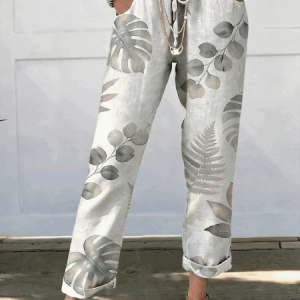 Women Palm Leaf Long Pants Vintage Spring/Fall Trousers, Pants, color:As Picture|size:5XL, catalog Noracora shop