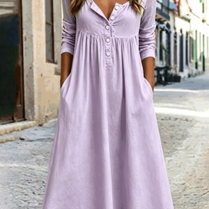 Women Plain Summer Dress V Neck Half Sleeve A-Line Dress, Dresses, color:Light Purple|size:4XL, catalog Noracora shop