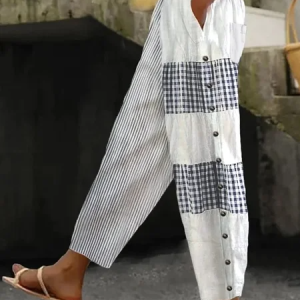 Women Striped Long Pants Vintage Spring/Fall Trousers, Pants, color:White|size:4XL, catalog Noracora shop