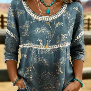 Crew Neck Half Sleeve Abstract Printing Regular Micro-Elasticity Loose Blouse For Women, Blouses, color:As Picture|size:4XL, catalog Noracora shop