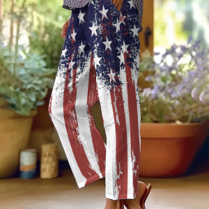 Women Independence Day (Flag) Long Pants Casual Spring/Fall Trousers, Pants, color:As Picture|size:4XL, catalog Noracora shop