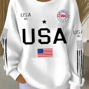 Independence Day Vintage Crew Neck USA Pattern Sweatshirt, Hoodies & Sweatshirts, color:White|size:5XL, catalog Noracora shop