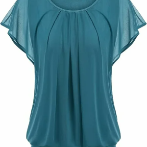 Casual Plain Crew Neck Short Sleeve T-shirt, T-shirts, color:Blue|size:XXL, catalog Noracora shop