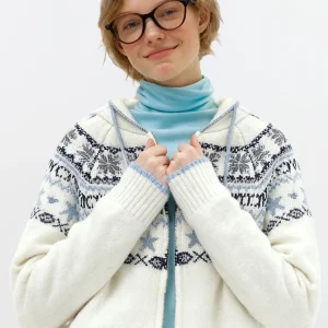 AHMI Iceland Series Fair Isle Snowflake Color Blo Hoodie Women's Winter Wool Knitted Cardigan Coat Zipper Closure Warmth - AliExpress Sweaters&Jumpers
