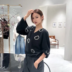 Hand Embroidered Letter V-Ne Camere Wool Knitwear Women Loose Slimming Long Sve Sweater Casual Sle Pure E-commerce - AliExpress Sweaters&Jumpers