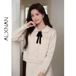 ALXNAN Elegant Knit Cardigan Women Autumn Winter Warm Sweater Female Fashion Casual Bow Pearl Flower Buttons Outerwear DYL663083 - AliExpress Sweaters&Jumpers