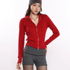 Retro High nce Woolen Knitted Long Sve Zipper Design Stand Collar Base irt Women's Faion Soft Polyester Fiber - AliExpress Sweaters&Jumpers