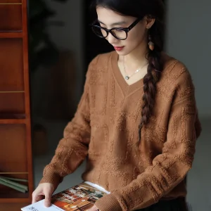 Muede Original Artistic Thi Warm Knitted Soft Wool Heart Ne Sweater Spring 2026 Women's Comfortable Long Sve V-Ne Pu... - AliExpress Sweaters&Jumpers