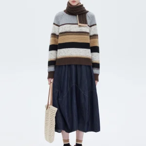 Queen Australian Wool Blend adient Color Blo Long Sve Women's Knitted Sweater round Ne oulder Insert Design Commut... - AliExpress Sweaters&Jumpers