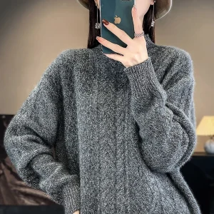 2023 Autumn/winter New Half Turtleneck Pullover 100% Pure Cashmere Sweater Women's Thick Slim Warm Cashmere Sweater - AliExpress Sweaters&Jumpers