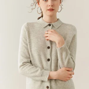 MEETCC Women's 100% Cashmere Sweater Polo Collar Buttoned Cardigan Autumn Winter Soft Warm Pocket Knitwear Quality Sweater Shirt - AliExpress Sweaters&Jumpers