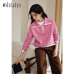 OLrain Women's Casual Sweaters Autumn 2026 Turn-down Collar Solid Pullovers Fashion Warm Loose Long Sleeve Knitwear O57DZ001868 - AliExpress Sweaters&Jumpers