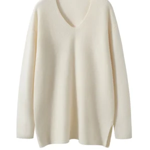 Luxury Women 100% Cashmere Sweater Split Hem Sweater V-neck Pullover Simple Loose Style Autumn Winter Soft Comfy Cashmere Knit - AliExpress Sweaters&Jumpers