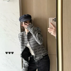 Sister Titi Paris Night Woolen Jaet Women's ort Casual Sle Faionable oulder Length Polyester And Wool Blend Top - AliExpress Sweaters&Jumpers