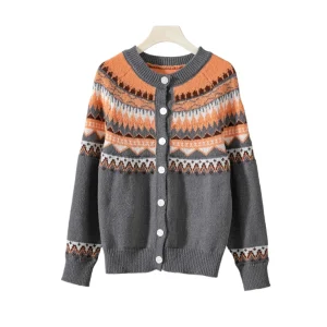 2025 autumn and winter new Fair Island sweater foreign trade contrasting color single-breasted long-sleeved knitted cardigan - AliExpress Sweaters&Jumpers