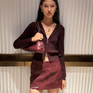 Ele Sle Zipper Hoodie Knitted Outerwear Dual Head Zipper Soft Mist Pink Long Sve ort Coat for Women Ci Walk - AliExpress Sweaters&Jumpers