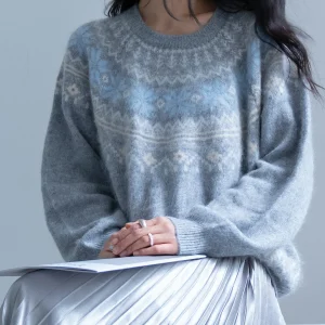 Soft Woolen Knitted Sweater round Ne Loose Women's Casual Faion Autumn Winter Blue ey Top Gentle on Skin Breathable - AliExpress Sweaters&Jumpers