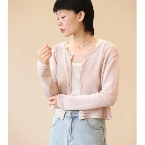 Retro Sle Thin Knitted Cotton Sweater Women's Air Conditioning irt Sun Protection Open Cardigan Top Paper Silk Material - AliExpress Sweaters&Jumpers