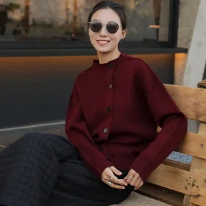Asymmetric Open Cardigan Knitted Wool Thi Long Sve Sweater Women's Loose Fit Warm Winter New Sle Side Button Casual Wear - AliExpress Sweaters&Jumpers