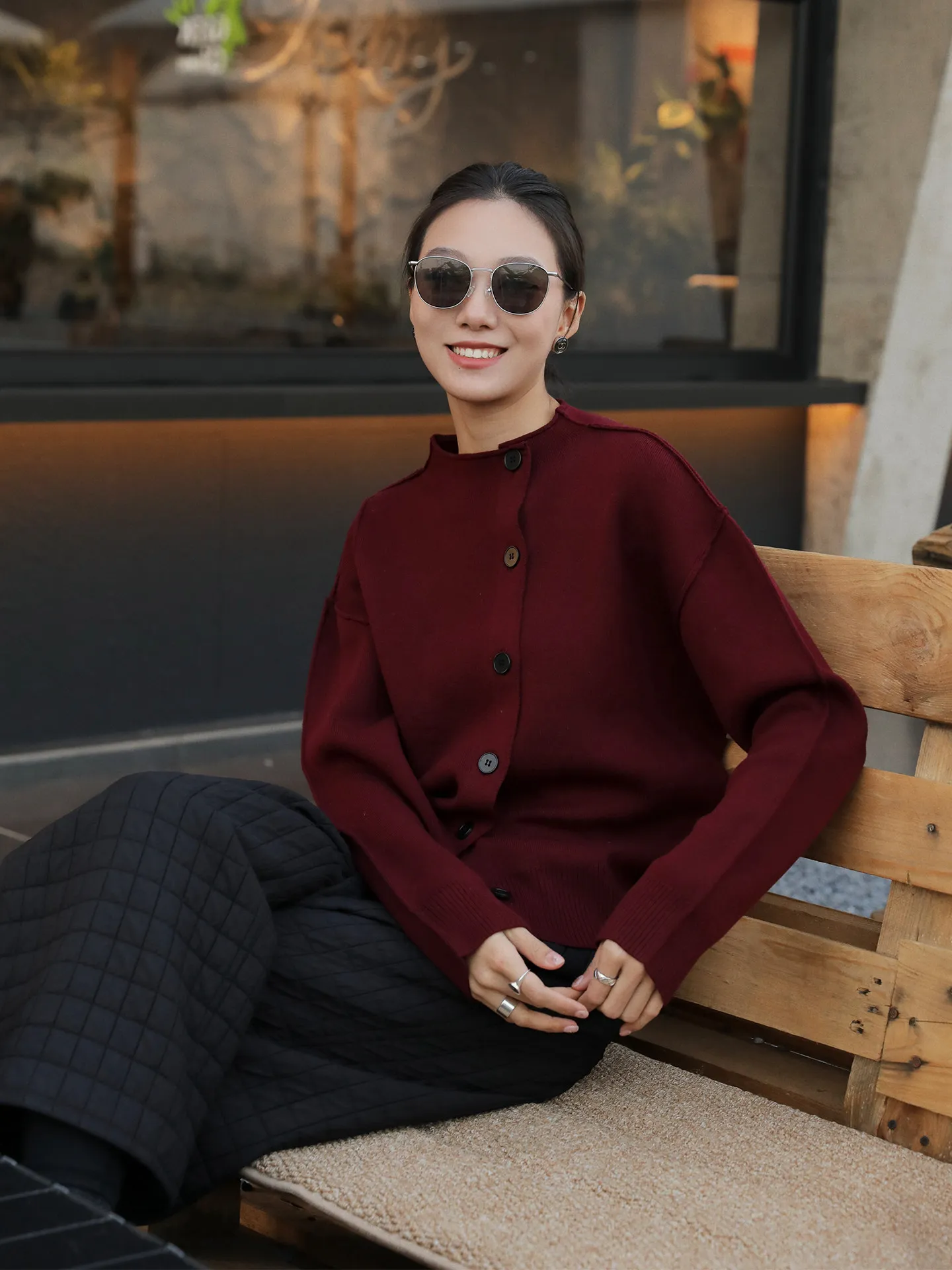 Asymmetric Open Cardigan Knitted Wool Thi Long Sve Sweater Women's Loose Fit Warm Winter New Sle Side Button Casual Wear - AliExpress Sweaters&Jumpers