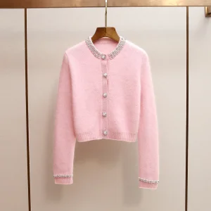 MaSande High-End Women's Long Sve round Ne Single Button Sweet Sle Knitted Sweater Chinese Production Regular Thin - AliExpress Sweaters&Jumpers