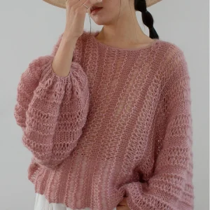 Spring New Hand Knitted Camere Women's Loose Lazy Top Soft Batwing Sve Pink Casual Sle Knitted Wool Sweater - AliExpress Sweaters&Jumpers