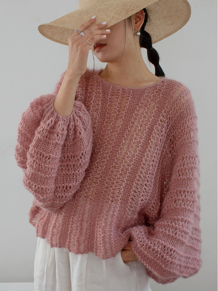 Spring New Hand Knitted Camere Women's Loose Lazy Top Soft Batwing Sve Pink Casual Sle Knitted Wool Sweater - AliExpress Sweaters&Jumpers