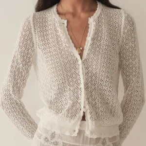 Geometric Hollow Out Women Knitted Cardigan Round Neck Long Sleeve Single Breasted Casual Female Sweater - AliExpress Sweaters&Jumpers