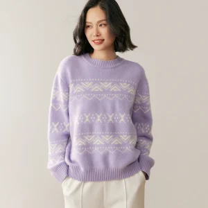New Women's Sweater 100% Pure Cashmere Women's Knitted Cashmere Hoodie O-Neck Jacquard Thick Women's Winter Coat - AliExpress Sweaters&Jumpers