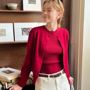 EGGKA round Neck Knitted Cardigan Sweater Vest Two-Piece Set Simple Soft Slimming Women's Polyester Fiber Winter Long Sleeve - AliExpress Sweaters&Jumpers