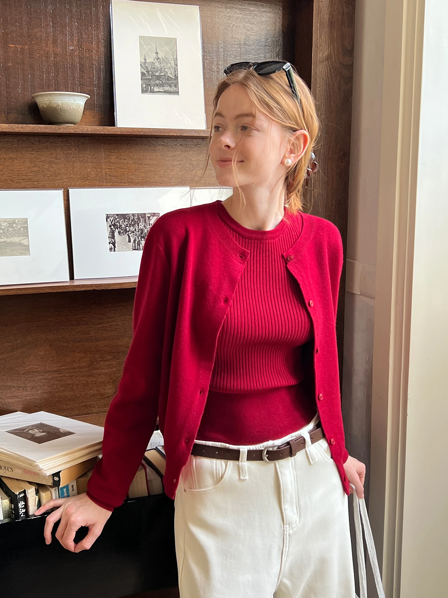 EGGKA round Neck Knitted Cardigan Sweater Vest Two-Piece Set Simple Soft Slimming Women's Polyester Fiber Winter Long Sleeve - AliExpress Sweaters&Jumpers