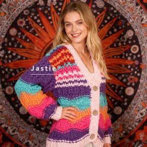 Bohemian Vintage Handmade Crochet Chunky Knit Striped Cardigan Sweater Winter Thick And Warm Knitted Cardigan Coat Sweater - AliExpress Sweaters&Jumpers