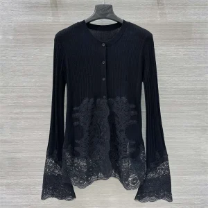 Cardigan woman New lace patchwork long sleeved top for summer 2025 Elastic knitted slim fit thin coat wool blend Women's sweater - AliExpress Sweaters&Jumpers