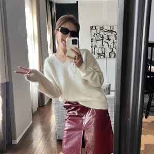 White Knitted Wool Sweater V-Ne Loose Faionable Winter New Arrival Sl One-Piece Light ey Casual Sle Long Sve - AliExpress Sweaters&Jumpers