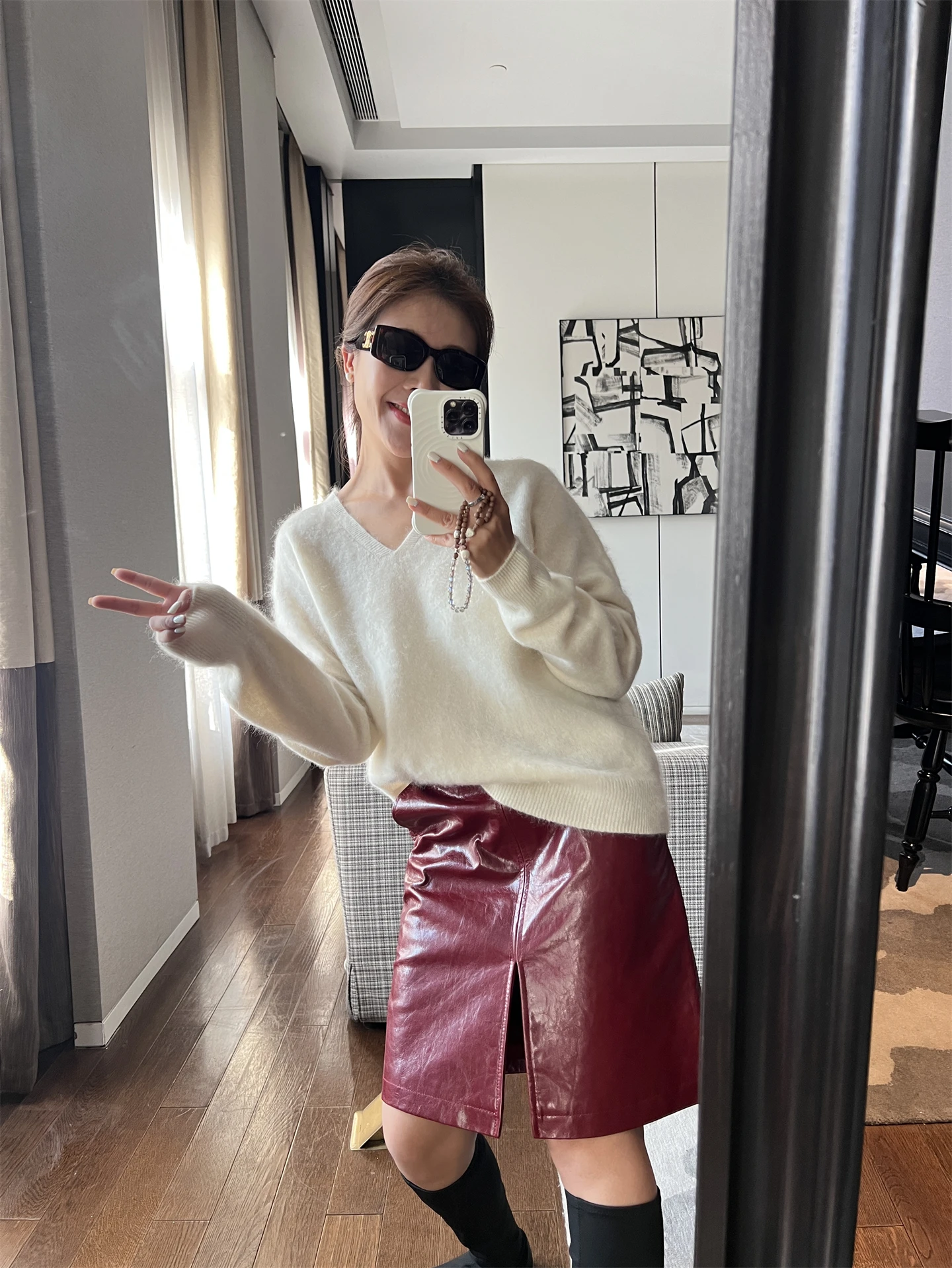 White Knitted Wool Sweater V-Ne Loose Faionable Winter New Arrival Sl One-Piece Light ey Casual Sle Long Sve - AliExpress Sweaters&Jumpers
