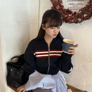 2026 Spring New Japanese Style British Style Zipper Cardigan Sweet Girls Versatile Long Sleeve Slim Short Sweater Jacket - AliExpress Sweaters&Jumpers