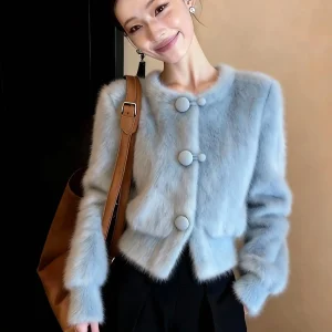 Ele Long Sve Mink Velvet Cardigan Women's Faion round Ne Knitted Sweater Winter New Sle Agel Quali Top - AliExpress Sweaters&Jumpers