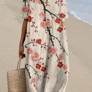 Women Floral Spring/Fall Dress V Neck Long Sleeve Shirt Dress A-Line Dress, Dresses, color:Apricot|size:4XL, catalog Noracora shop