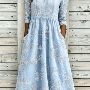 Women 3D Printing Summer Dress Crew Neck Half Sleeve A-Line Dress, Dresses, color:Blue|size:4XL, catalog Noracora shop