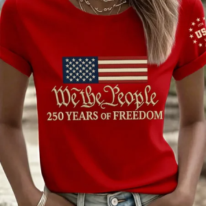 Casual America Flag Crew Neck Short Sleeve T-shirt, T-shirts, color:Red|size:XXL, catalog Noracora shop