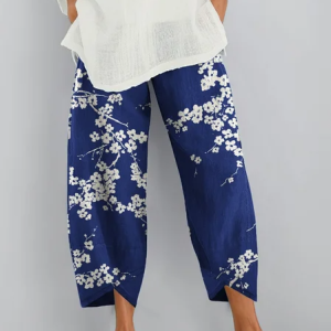 Women Floral Capris Pants Vintage Summer Trousers, Pants, color:Royal Blue|size:5XL, catalog Noracora shop