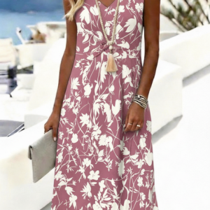 Women Floral Summer Dress V Neck Sleeveless Tank A-Line Dress, Dresses, color:Color3|size:4XL, catalog Noracora shop