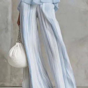 Women Striped Two-Piece Set Party Sleeveless Street Summer Top With Pants Matching Set, Sets, color:White|size:XXL, catalog Noracora shop