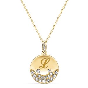 necklaces - Italo Waterfall Engraved Circle Pendant Initial Personalized Necklace For Women, Italo jewelry - Online Catalog