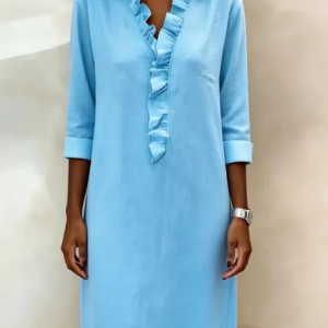 Women Plain Summer Dress V Neck Half Sleeve Fit & Flare Dress A-Line Dress, Dresses, color:Sky Blue|size:XXL, catalog Noracora shop