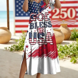 Women Text Letters Summer Dress V Neck Short Sleeve T-Shirt Dress A-Line Dress, Dresses, color:As Picture|size:4XL, catalog Noracora shop