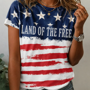 Casual Independence Day (Flag) Crew Neck Short Sleeve T-shirt, T-shirts, color:As Picture|size:XXL, catalog Noracora shop